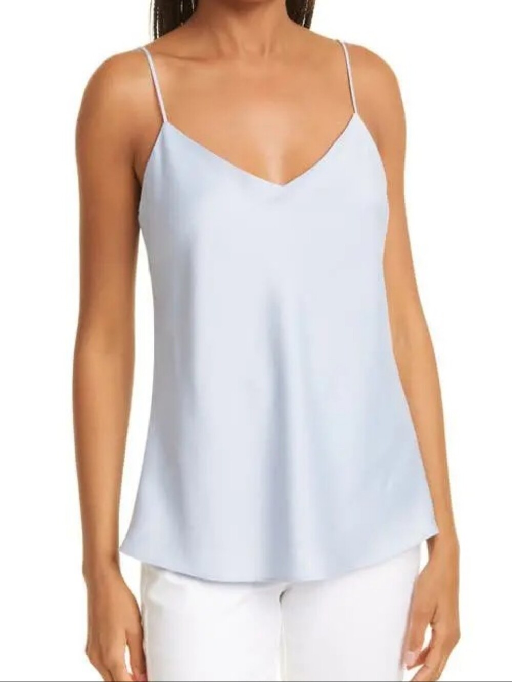 Club Monaco Pale Blue Silk-Feel Cami with Adjustable Straps - Size Small